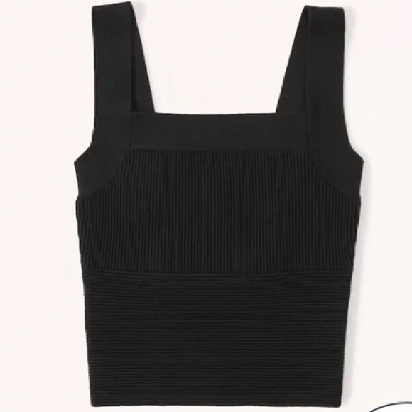 Abercrombie & Fitch Ribbed Square Neck Tank Size XS Knit Sweater Black - Picture 1 of 5